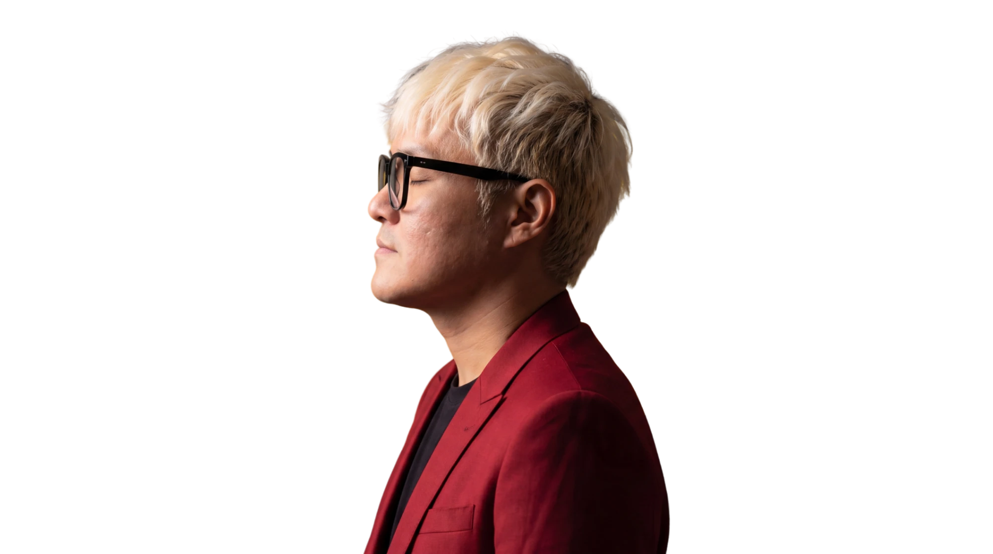 Kendo AI instructor — portrait in red blazer